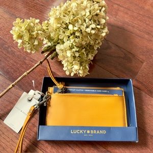 Lucky Brand Wallet/Clutch Wristlet Genuine Leather Organizer Detachable Strap